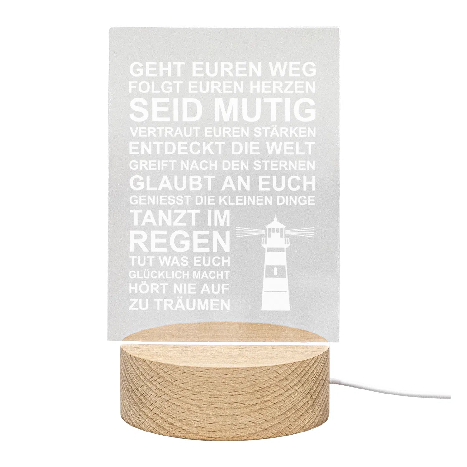 LED-Leuchte - Wegweiser des Lebens Holz Leuchtturm Geht Euren Weg