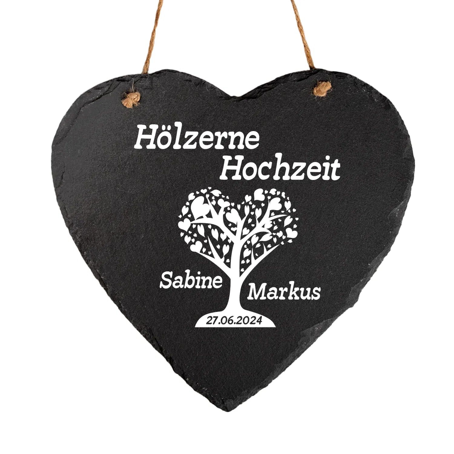 Schieferherz - Hölzerne Hochzeit
