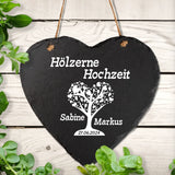 Schieferherz - Hölzerne Hochzeit