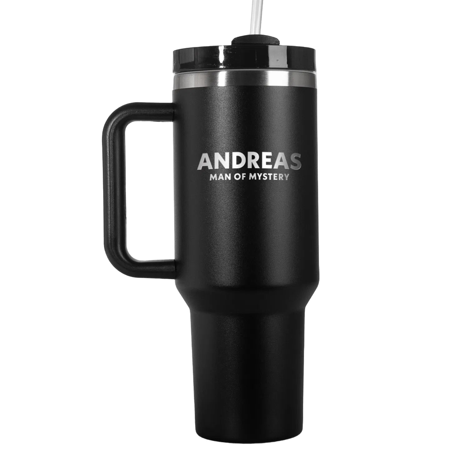 Thermo-Becher mit Griff und Deiner Gravur Schwarz Namensgravur