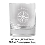 Whiskyglas - Kompass mit Personalisierung