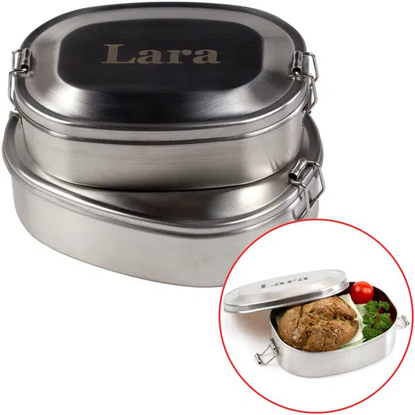 Brotdose mit Gravur - Edelstahl Klein