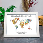 Geldgeschenk zur Hochzeit - Weltreise Weltkarte