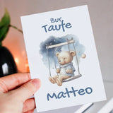 Grußkarte zur Taufe Bärchen Blau