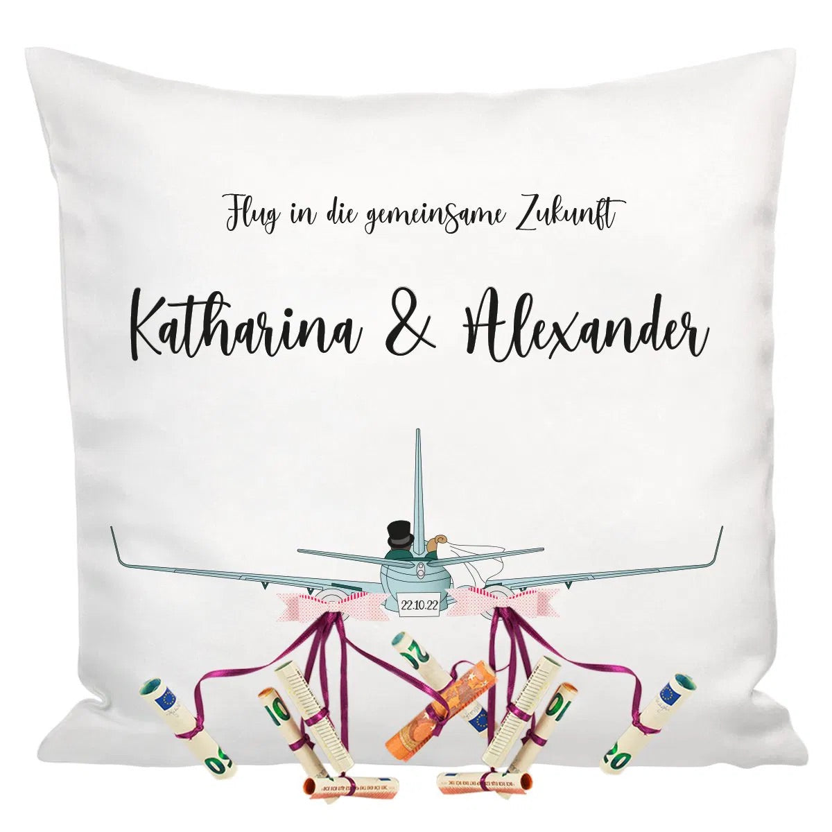 Kissen zur Hochzeit - Flugzeug
