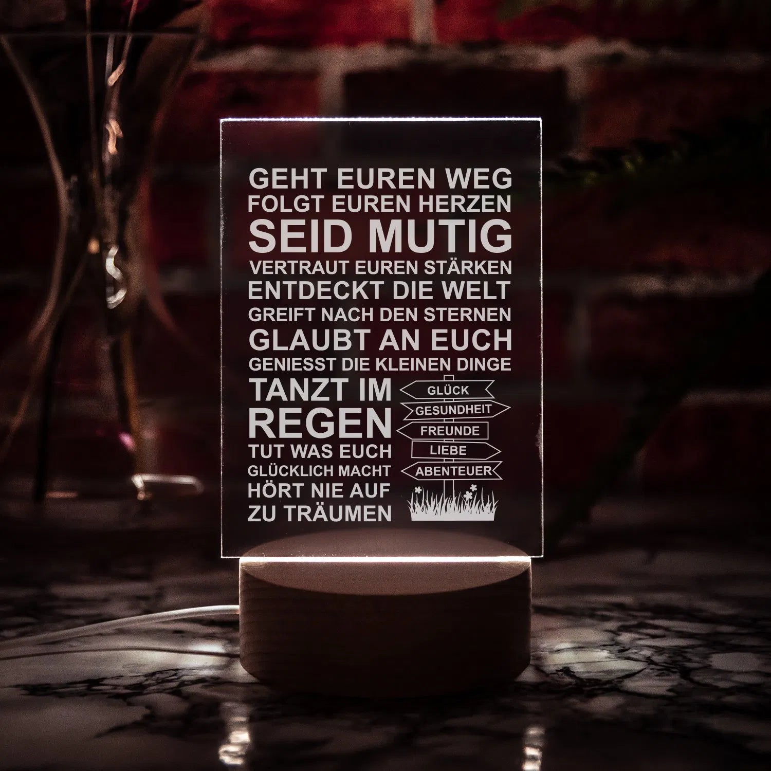 LED-Leuchte - Wegweiser des Lebens Holz Wegweiser Geh Deinen Weg