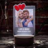 LED-Leuchte - Unsere Geschichte Wunschnamen Schwarzer Sockel