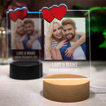 LED-Leuchte - Unsere Geschichte Wunschnamen Holz-Sockel