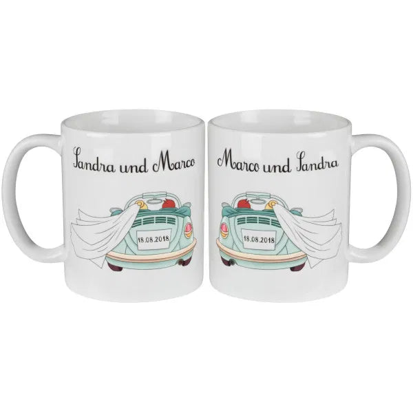 Tassen Set - Hochzeitsauto