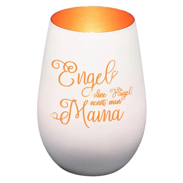 Windlicht - Engel Ohne Flügel Weiss matt bronze