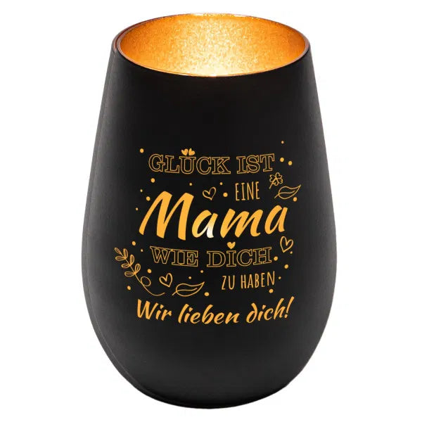 Windlicht für Mama Schwarz matt gold