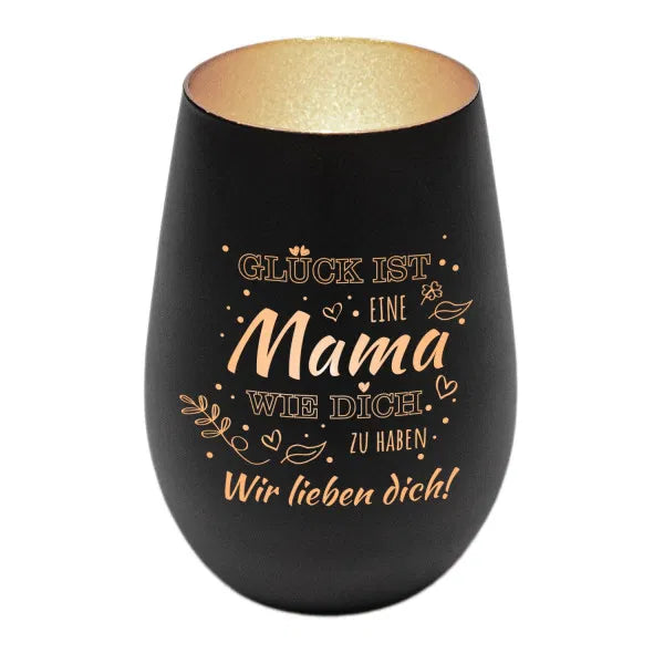 Windlicht für Mama Schwarz matt silber