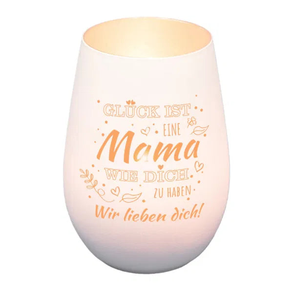 Windlicht für Mama Weiss matt silber