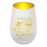 Windlicht für Mama Weiss matt gold