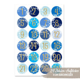 Adventskalender Aufkleber - Klassisch Blau