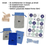 Adventskalender zum Befüllen Grau-Blaue Säckchen