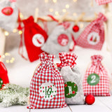 Adventskalender zum Befüllen Grau-Rote Säckchen