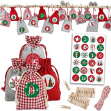 Adventskalender zum Befüllen Grau-Rote Säckchen