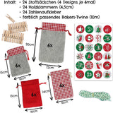 Adventskalender zum Befüllen Grau-Rote Säckchen