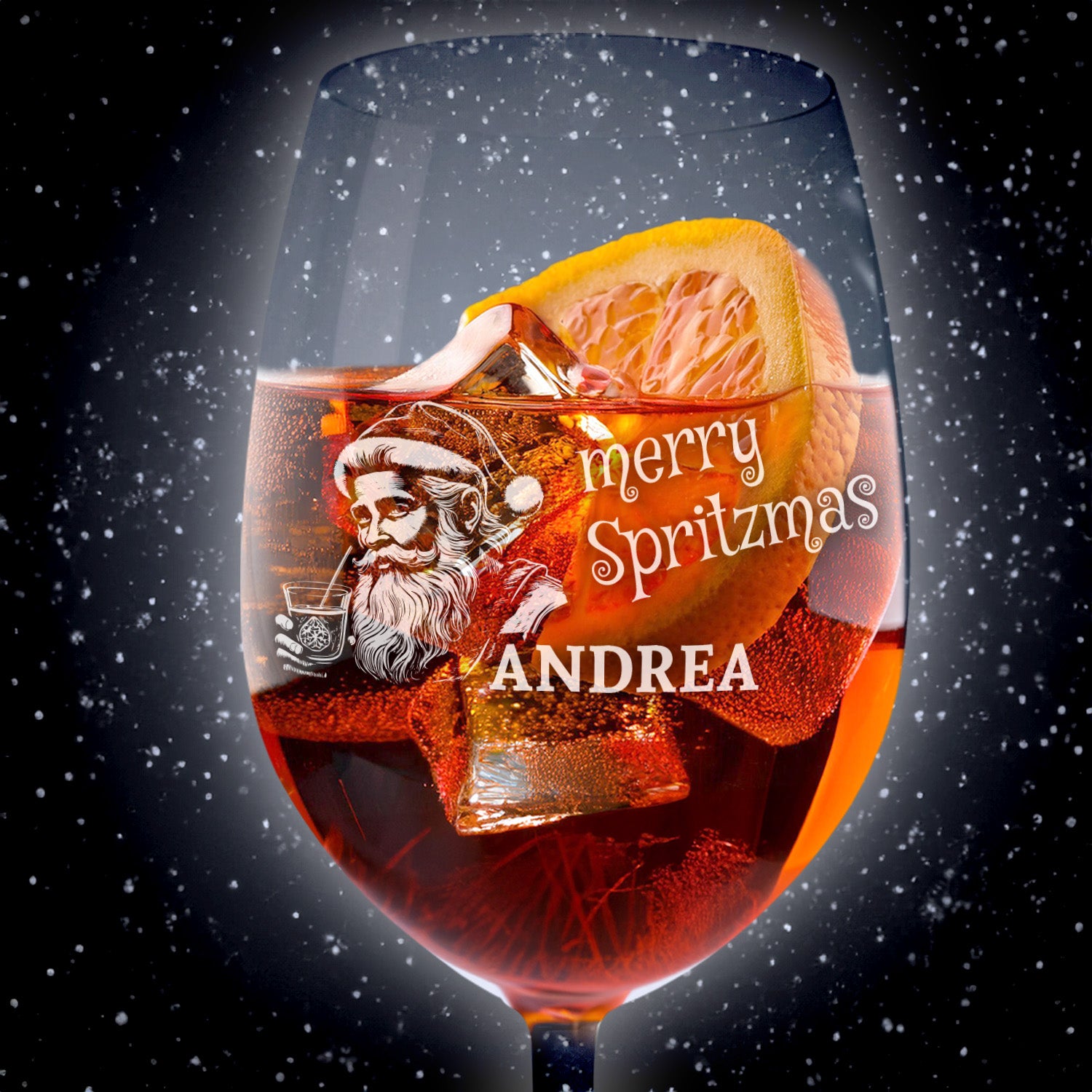 Weihnachtliches Cocktailglas mit Wunschname