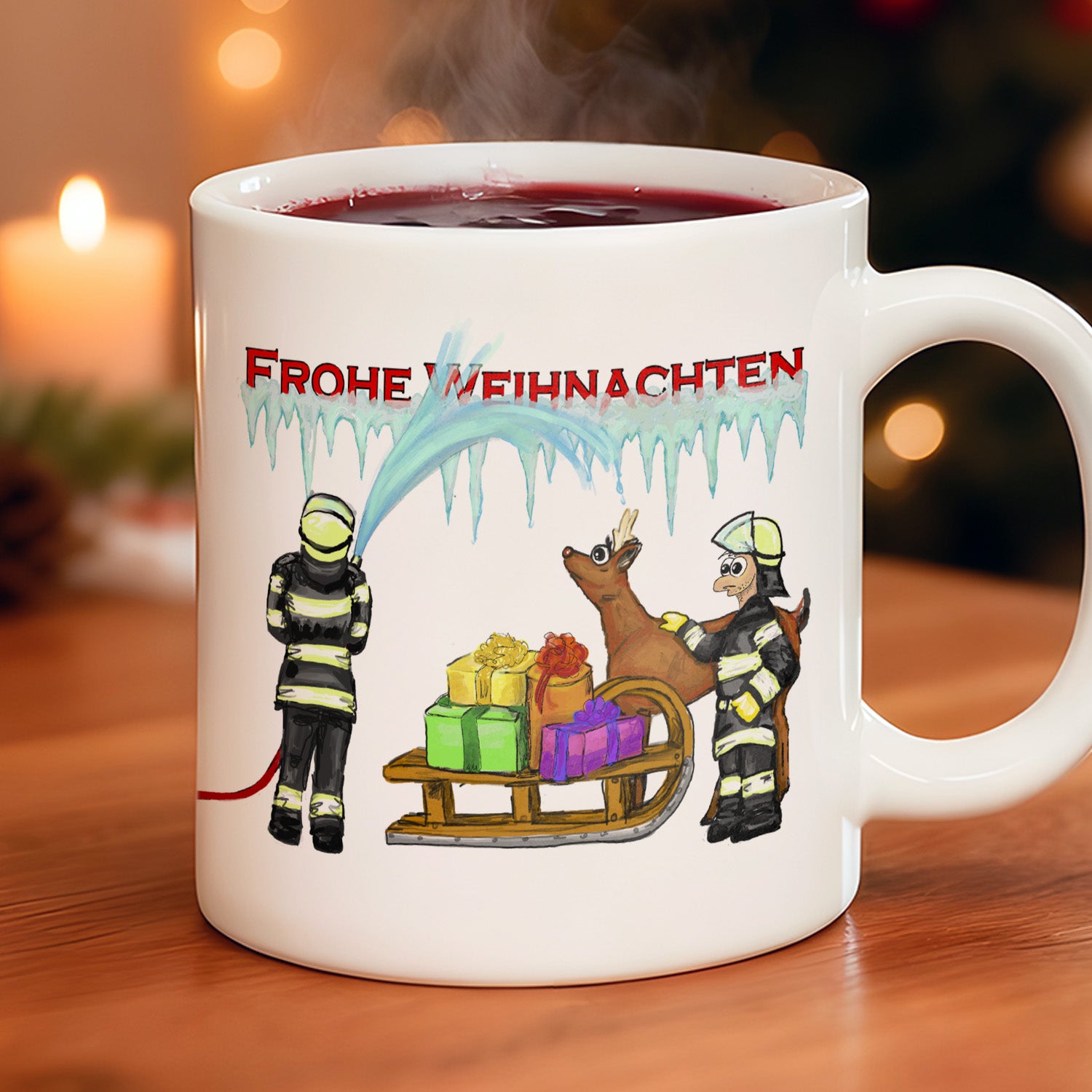 Weihnachts-Tasse für Feuerwehr und Einsatzkräfte (mit Wunschname)