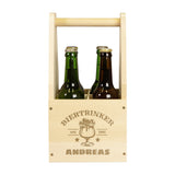 Holz-Bierträger für 4 Flaschen mit Gravur