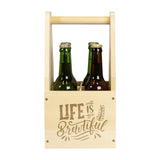 Holz-Bierträger für 4 Flaschen mit Gravur