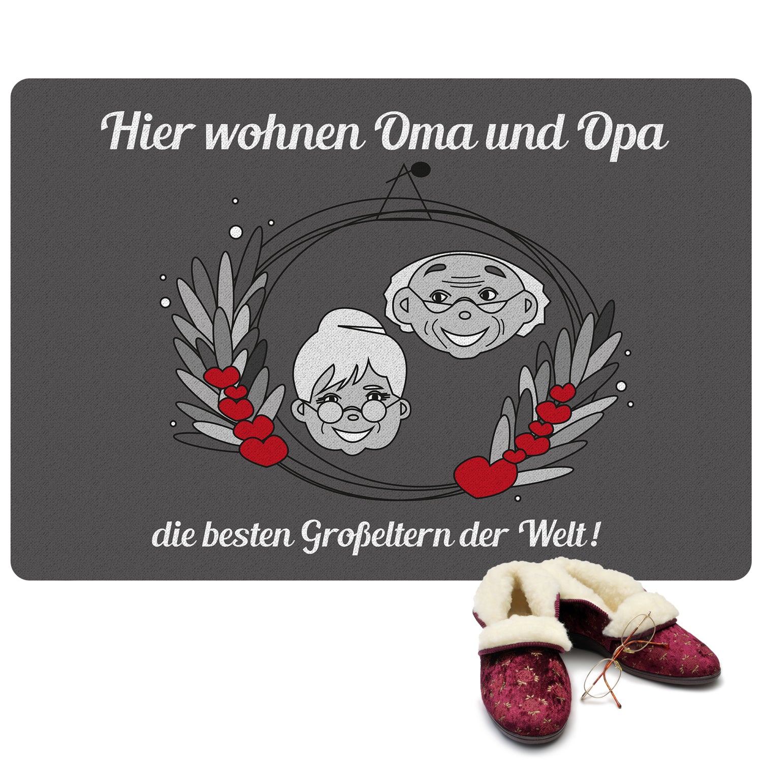Fußmatte hier wohnen die besten Großeltern 40x60 ohne Rand