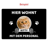 Fußmatte Hier wohnen Katzen mit dem Personal