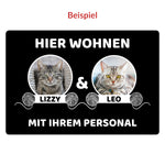 Fußmatte Hier wohnen Katzen mit dem Personal