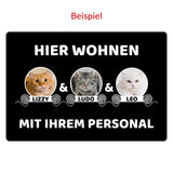 Fußmatte Hier wohnen Katzen mit dem Personal