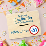Geldkoffer zum Geburtstag mit Wunschname