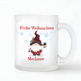 Glühweintasse aus Glas mit Wichtelmotiv