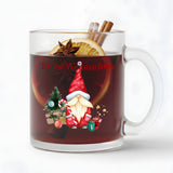 Glühweintasse aus Glas mit Wichtelmotiv