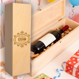 Geschenkbox aus Holz für Weinflaschen mit Personalisierung