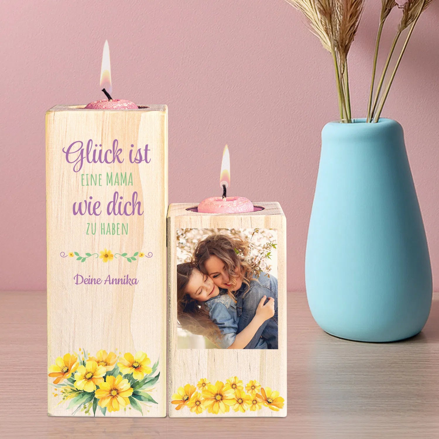 persönliches Kerzenständer-Paar zum Muttertag