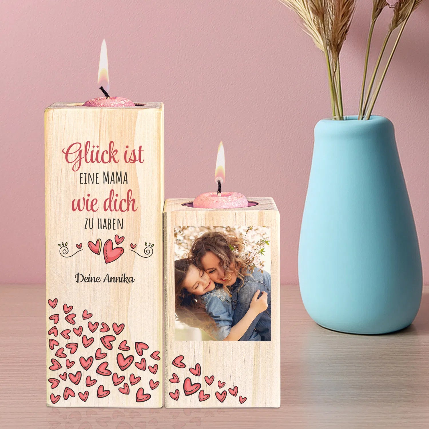 persönliches Kerzenständer-Paar zum Muttertag