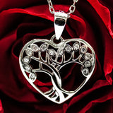 Herzkette - Lebensbaum mit Zirkonia 925er silber