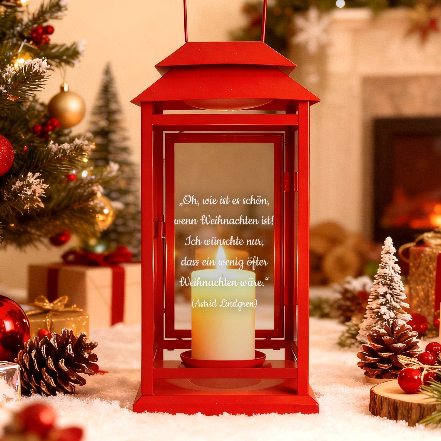 Weihnachtslaterne mit Spruch 