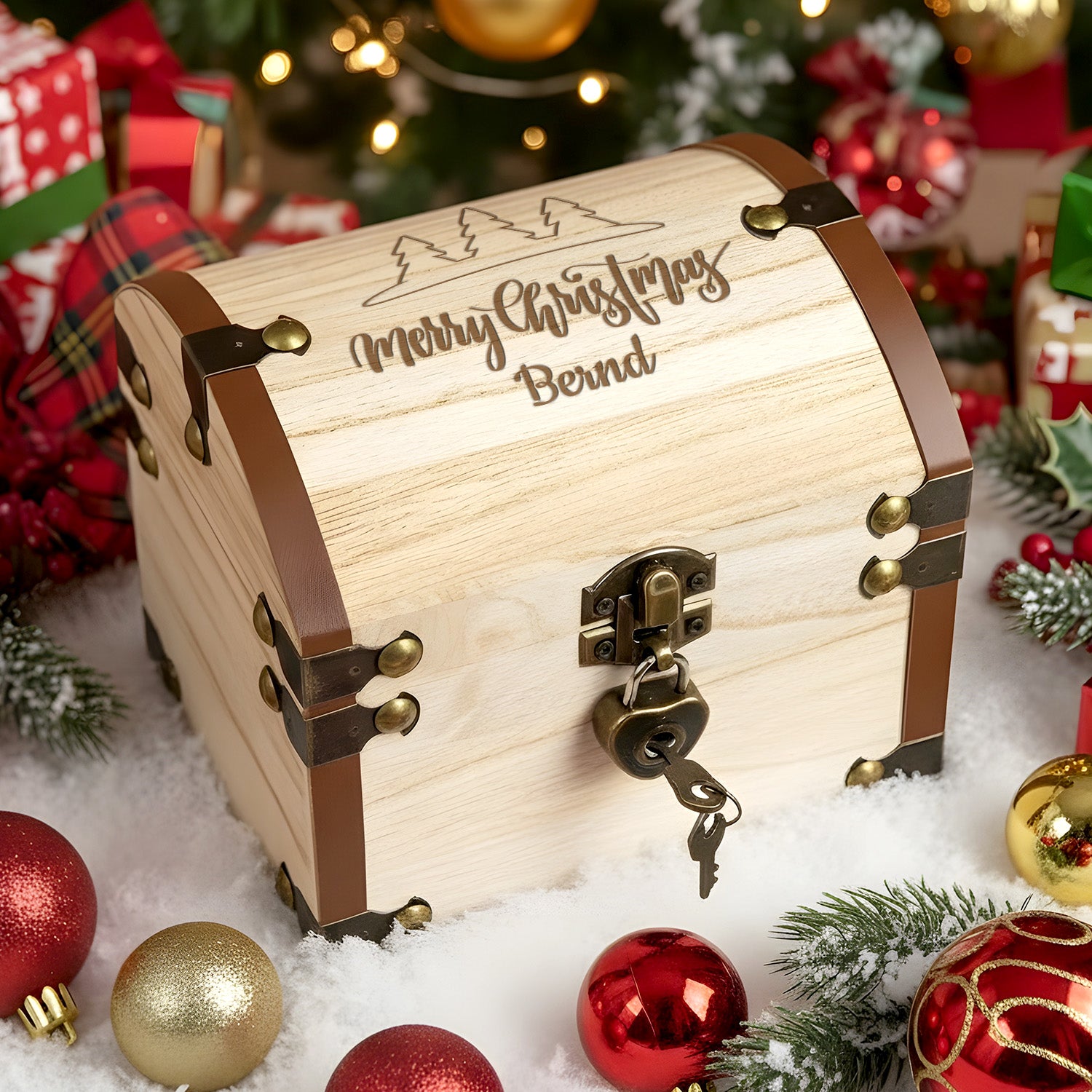 Schatztruhe - Weihnachtsmotiv mit Personalisierung