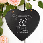 Schieferherz - Rosenhochzeit mit Personalisierung