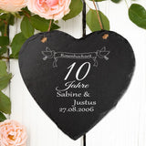 Schieferherz - Rosenhochzeit mit Personalisierung