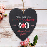 Schieferherz - Rubinhochzeit mit Personalisierung