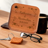 Schlüsselanhänger aus Holz für Paare mit Personalisierung