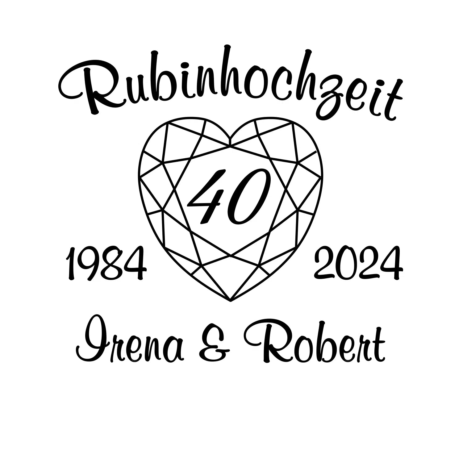 personlisiertes Sektglas Set zur Rubinhochzeit