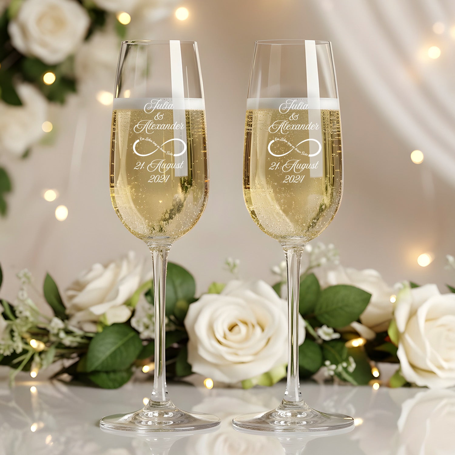 personalisiertes Sektglas Set zur Hochzeit