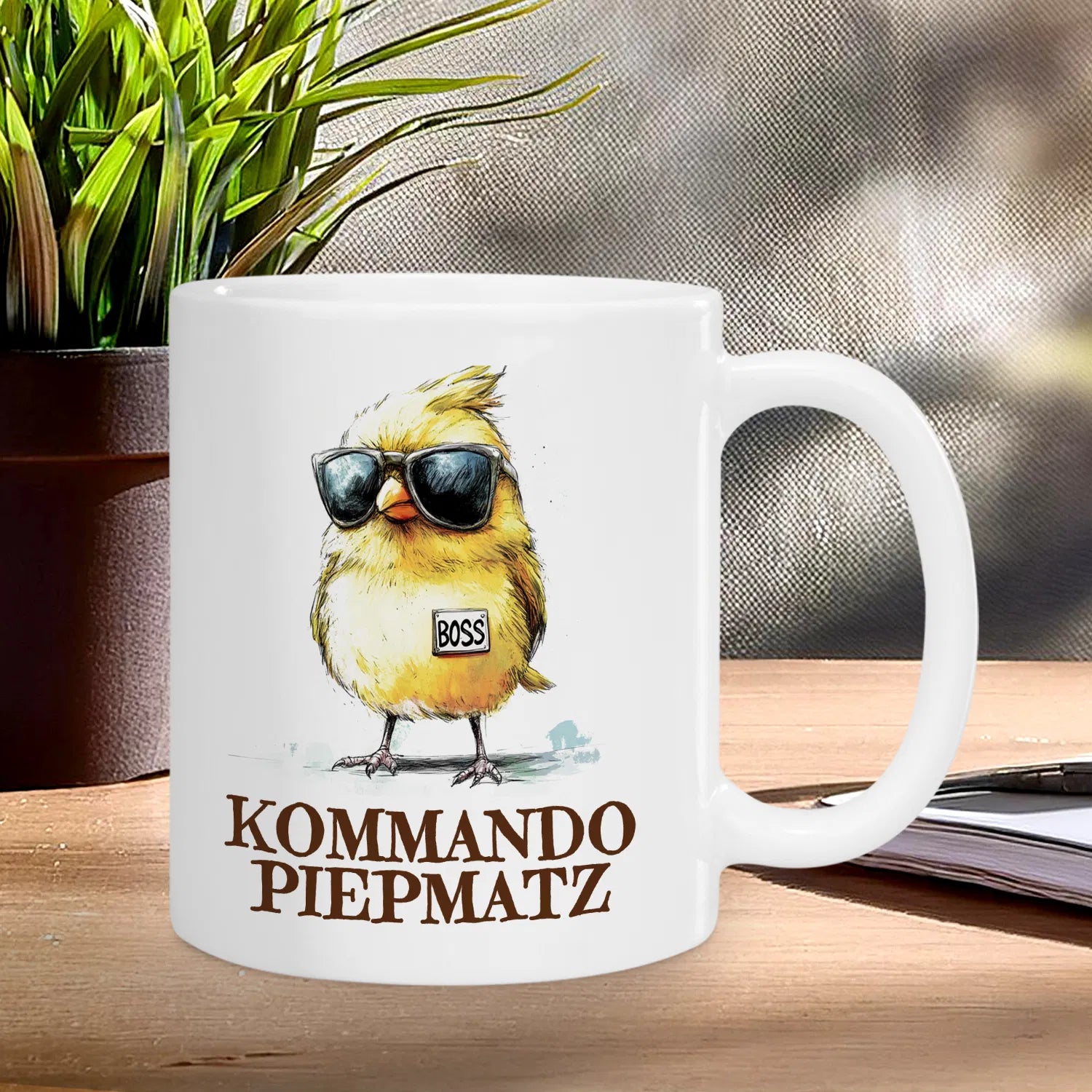 lustige Tasse Kommando Piepmatz Motiv 1