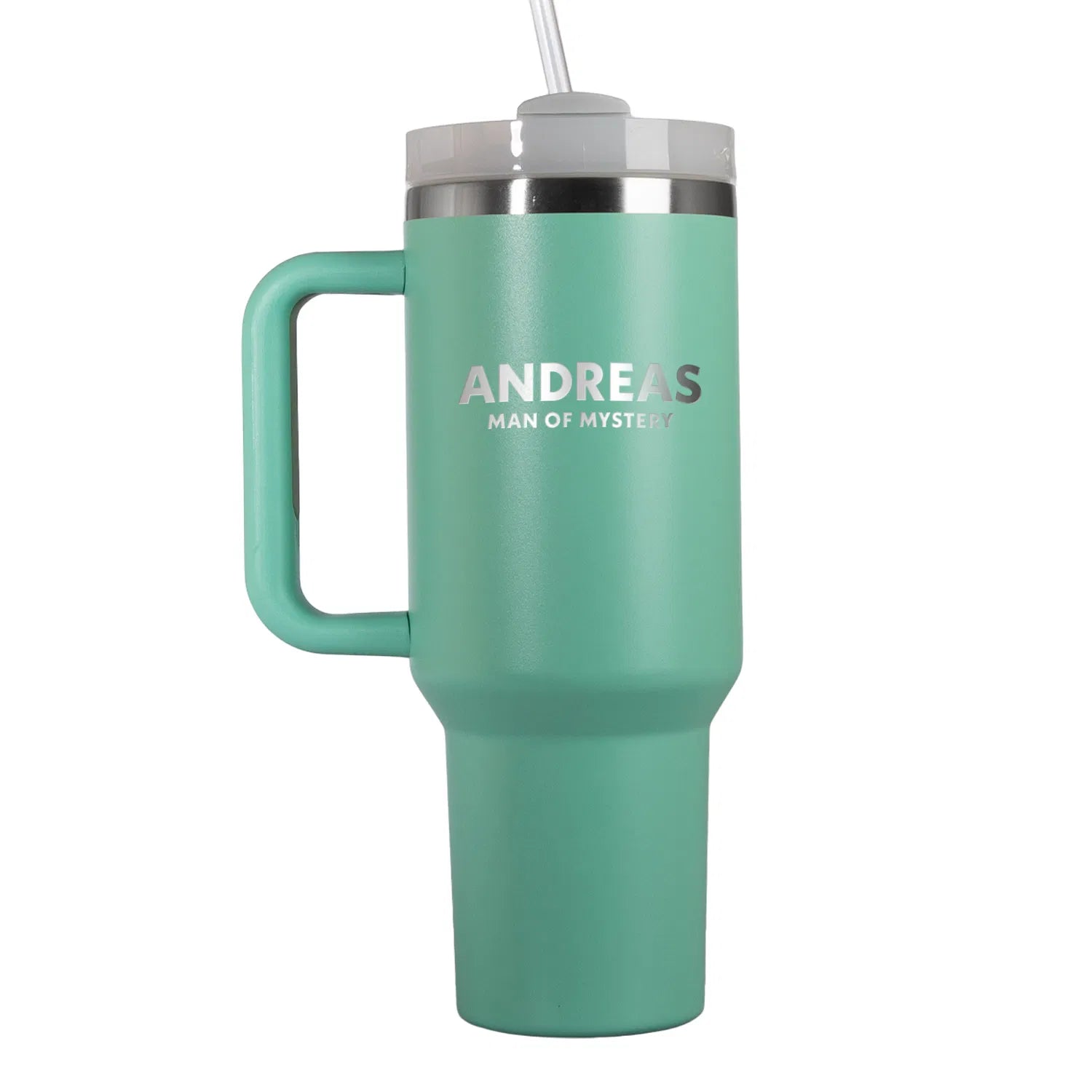 Thermo-Becher mit Griff und Deiner Gravur Petrol Namensgravur