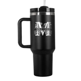 Thermo-Becher mit Griff und Deiner Gravur Schwarz Monogramm