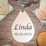 Anhänger - Tropfen mit Name & Datum